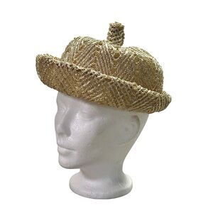 Vintage 1960 Womens Woven Cream Hat
